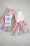 Satin-Handstulpen mit echter Chantilly-Spitze